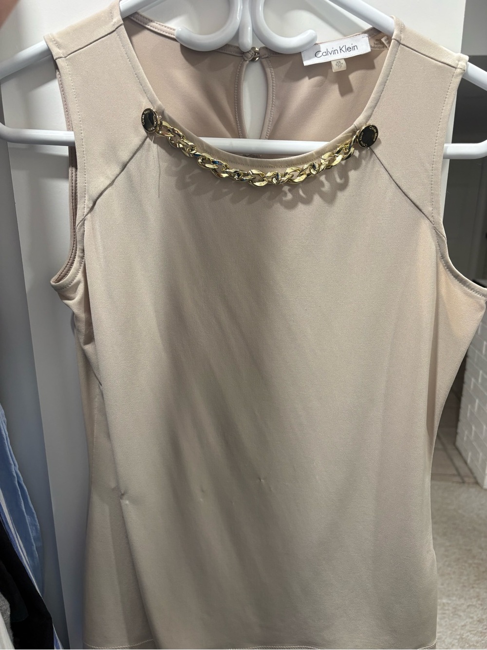 Calvin Klein Beige Sleeveless Chain-Neck Camisole